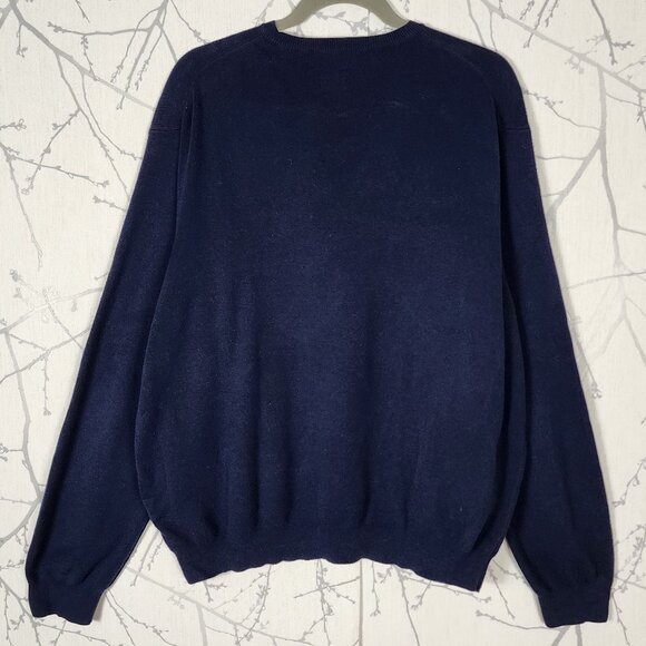 Polo Ralph Lauren Navy 100% Pima Cotton Knit V-Neck Sweater - Picture 3 of 5